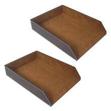 2X PU LEder Sammlung Briefablage, Dokumenten Desk Organizer, Stapelbarer Dokumenten Ablage Halter ()