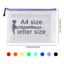 48Pcs Mesh Zipper Pouch Document Bag, Plastic Zip File Folders, Letter Size/A4 Size, for Office Supplies