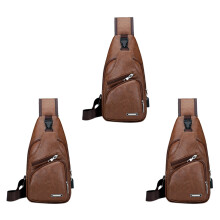 Interfaccia USB 3X Un sacco di spazio Borsa da uomo in pelle PU Borsa a tracolla Borsa a tracolla singola Marrone chiaro