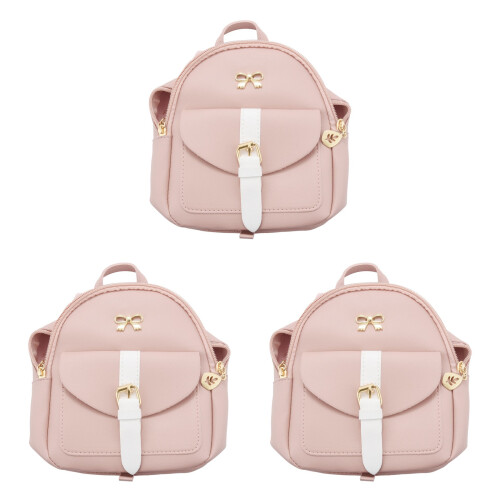 3X  Backpack Small Diagonal Bag Leather Backpack Cute Bow Backpack Ladies Wallet