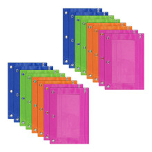16 Packungen 3- Bleistift Beutel, Beutel Binder, Mehrfarbig, Feder MäPpchen, Durchsichtiges Fenster, für Schul Bedarf, Büro Bedarf