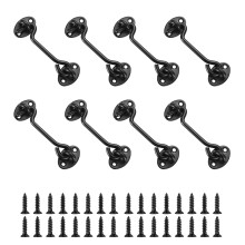 8 Pcs 4 Inch Stainless Steel Door Hook and Eye Latch, Heavy Duty Cabin Hook Lock for Gates and Windows
