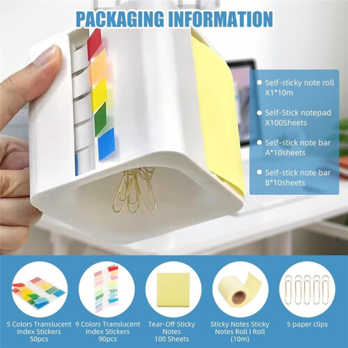 5-in-1  Sticky Note Holder Multifunction Sticky Note Dispenser with   Sticky Notes, Sticky Tabs, Sticky Rolls B 2
