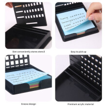 Sticky Note Stencil Template,Sticky Notes Dispenser,Reusable Note Organizer,Sticky Pads Dispenser with Stencil Black