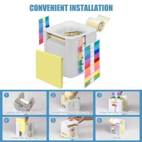5-in-1  Sticky Note Holder Multifunction Sticky Note Dispenser with   Sticky Notes, Sticky Tabs, Sticky Rolls A 2