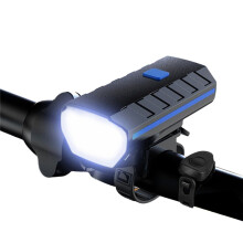 Bicycle Light with High Decibel Horn, High Brightness, Rechargeable Outdoor Riding Double Light Horn Black &