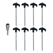 200mmx8pcs Metal Tent Spikes Camping Pegs Drill in Ground Anchors Spiral Screw with Hex Socket Stakes Camping Stakes A