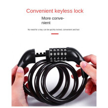 Bicycle Locks, Electric Bike Five-Digit Combination Locks, Mountain Bike Bar Wire Rings, Anti-Theft Black