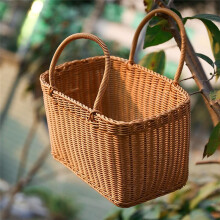Rattan shopping basket Simple shopping basket Environmentally friendly vegetable basket Fruit basket Outdoor picnic,A