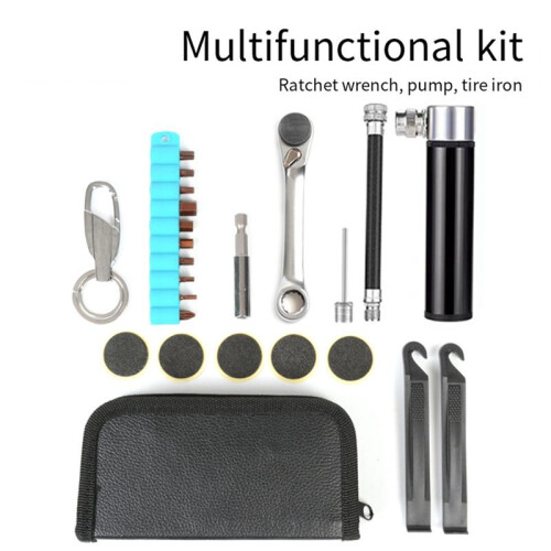 Bicycle Repair Tools Ratchet Socket Wrench Tire Pry Pump Multi-Function Tool Kit Accessories 1