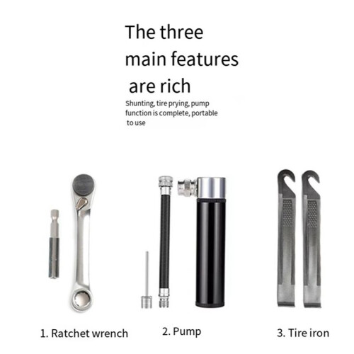 Bicycle Repair Tools Ratchet Socket Wrench Tire Pry Pump Multi-Function Tool Kit Accessories 2