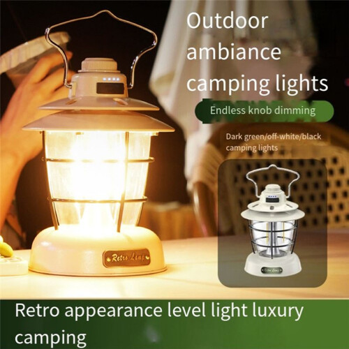 Retro Lantern Outdoor Multi-Function Camping Tent Light  USB Charging Portable Lantern Home Camping Light C 2