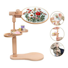 Embroidery Hoop Stand, Embroidery Stand with Disc, Easy to Use Beech Wood Embroidery Hoop Stand for Art Projects