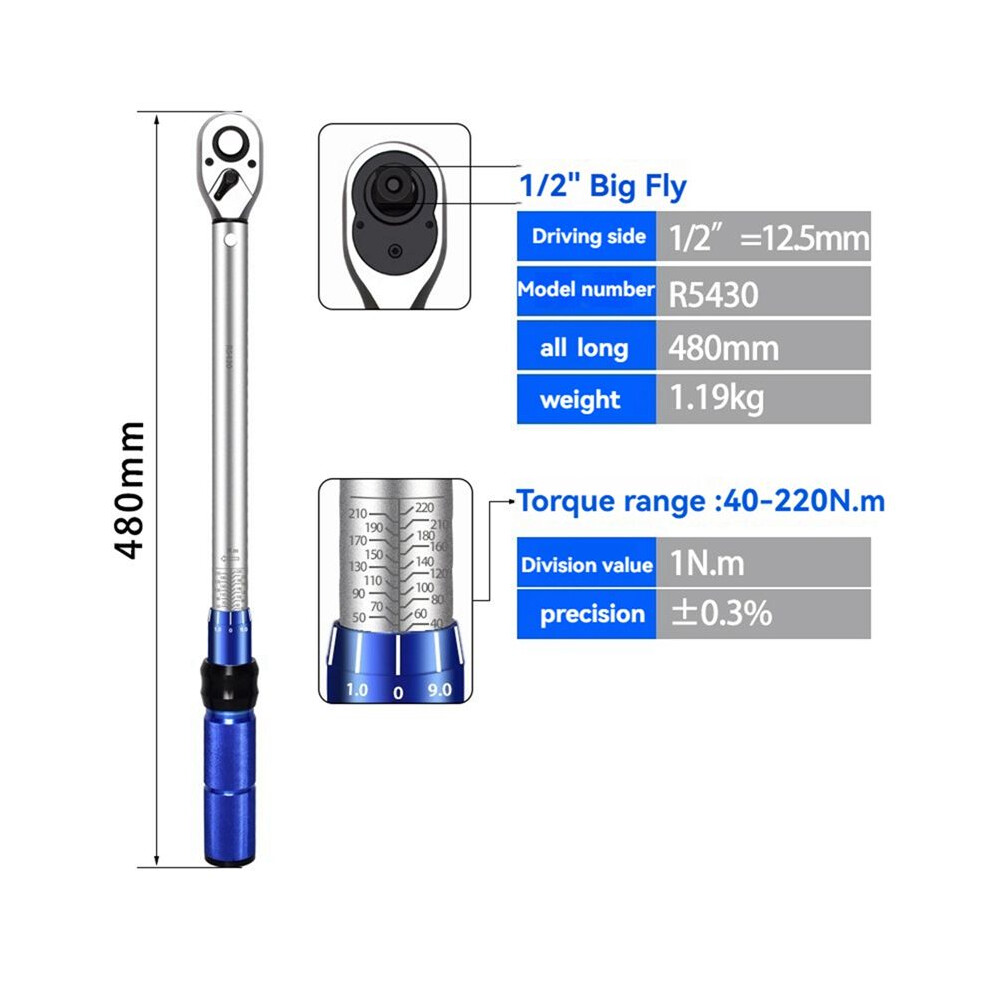 Torque Wrench Adjustable Torque Wrench Professional Bicycle Car Repair Tools Accuracy Auto Repair Machinery Tools,C 4852693590636