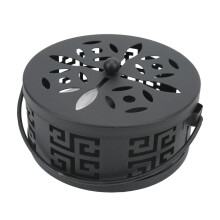 Support pour spirale anti-moustiques en métal, motif en zigzag, portable avec poignée, 14x15x7cm