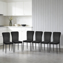 (Black(velvet), 6 pcs) 4/6 Dining Chairs High Back Velvet/PU Office