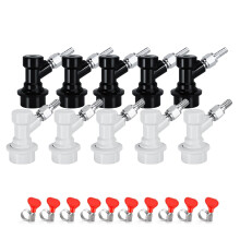 5 Pairs Ball Lock Keg Disconnects with Stainless Steel Barbs and Hose Clamps for Homebrew Brewing
