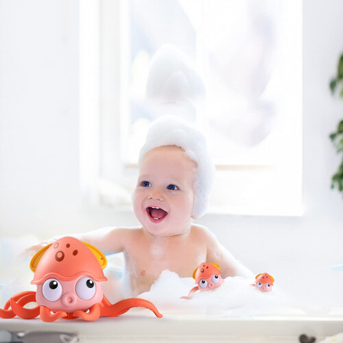 Bath Toy Wind Up Octopus with Amphibious Action for Kids, Floating and Pull Along Play, Blue 1