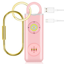 Safety Alarm Keychain with LED Light, 130dB Loud Pink Self Defense for Women and Girls