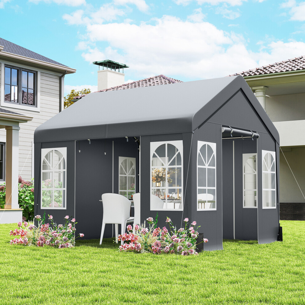 Outsunny 3 X 3 M Party Tent, Outdoor Canopy Tent With Sidewalls, Grey