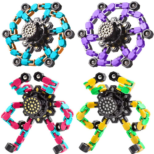 Fidget Spinner 4Pack Transformable Design Compact Pocket Size Durable Plastic Sensory Toy