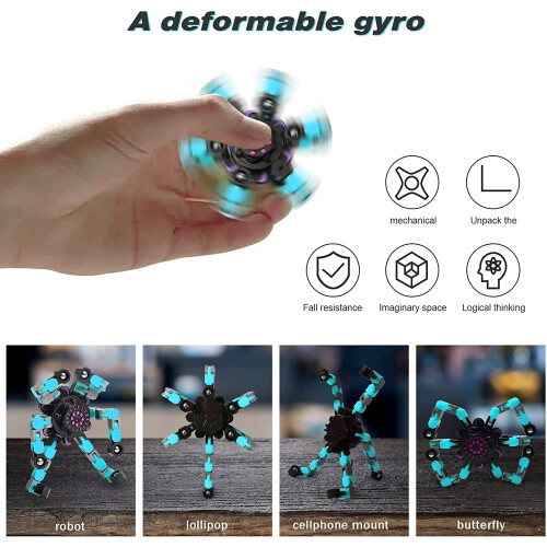 Fidget Spinner 4Pack Transformable Design Compact Pocket Size Durable Plastic Sensory Toy 1