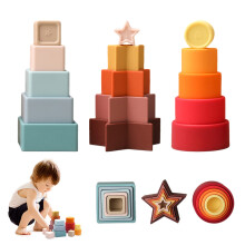Montessori Stacking Toys Silicone Baby Stacking Cups Sensory Nesting Blocks for Toddlers