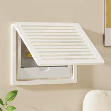 White Wooden Electrical Panel Cover with Flip Lid for Home, Decorative Breaker Box Cabinet 13.8x9.8in
