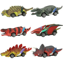 Dinosaur Toy Cars 6 Pack with Pullback Drive and Realistic Figures for Kids and Toddlers