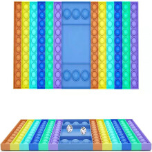 Giant Rainbow Silicone Pop It Board Game with 120 Bubbles and Dice for Kids and Adults