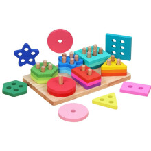Wooden Shape Sorting Toy for Kids Montessori Colorful Geometric Puzzle Early Learning Durable Wood