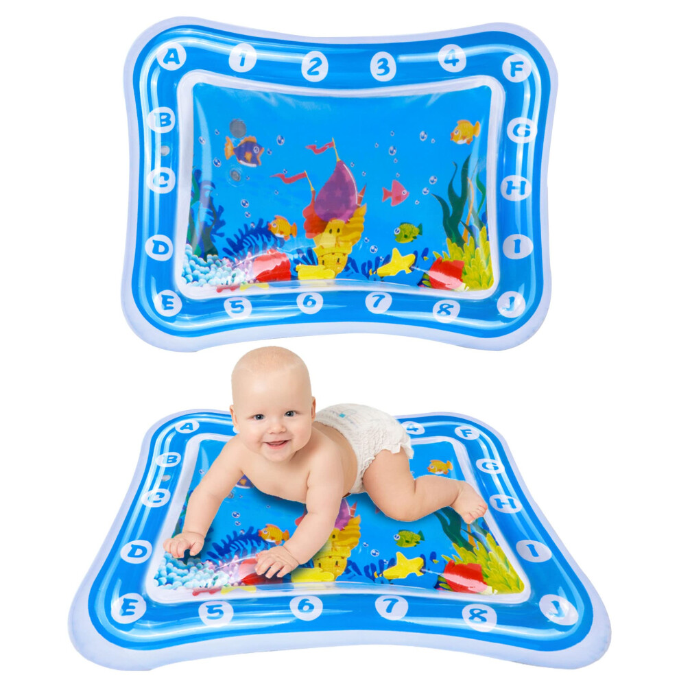 Tummy Time Mat For Babies Inflatable Water Play Cushion Engaging Sensory Toy 012M Blue