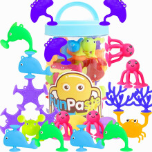 38pcs Bath Toys for Kids with Secure Suction Cups, Mold Resistant Montessori Toddler Set