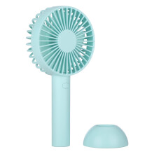 Portable Mini Fan with Base USB Rechargeable 2000mAh Battery 3 Speeds Low Noise Light Blue