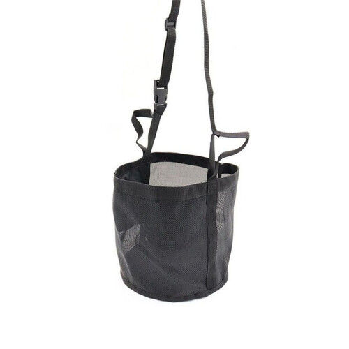 Justerbar Elastisk Foderpåse för Hästar - Utomhushalsmatningspåse i Svart S-18x21cm