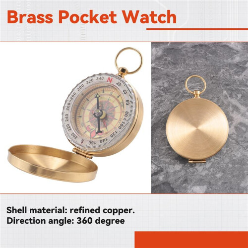 Classic Brass Pocket Watch Style Camping Compass 2