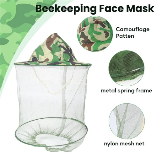 Camouflage Patten Beekeeper Hat Beekeeping Face Mask 2