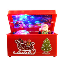Christmas Musical Box with Swinging Santa and Lights, Battery Powered Red Xmas Gift for Kids