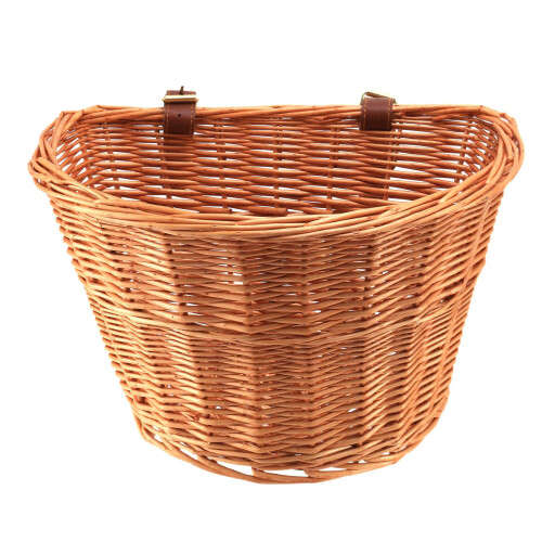 Retro, Handmade, Wicker Bicycle Front Basket with Leather Straps 2