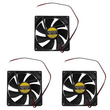 3X Black Plastic Square 9025 90 x 90 x 25mm 12V 0.25A Cooler Fan