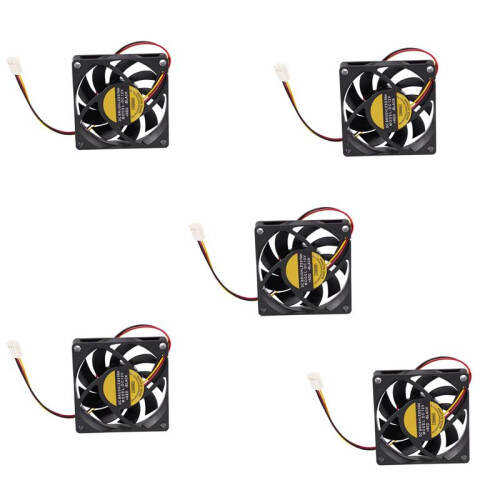5pcs 70X70mm 12V 3-Pin PC Computer Case CPU  Brushless Cooler Cooling Fan Black