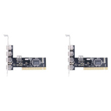 2X Carte Adaptateur D'Extension PCI 5 PCI Vers USB 2.0 Carte PCI 480 Mbps Sans Pilote pour Ordinateur de Bureau