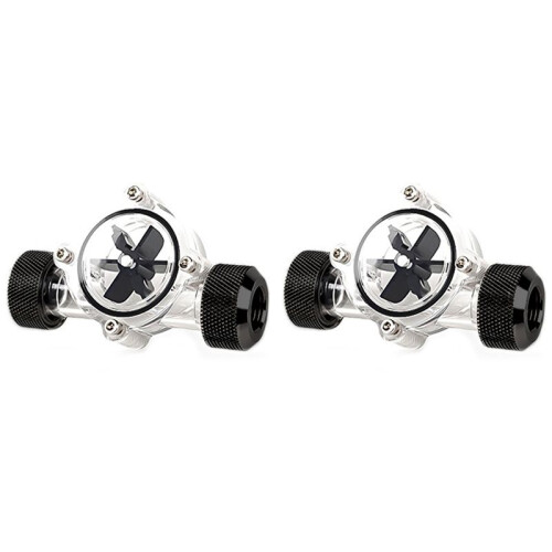 2X G1/4Inch Flow Indicator,Clear Main Body,Black Blade,Matte Black Pc Computer Water Cooling System Flow Meter Indicator