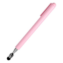 2X Universell Teleskopisk Penna för Pekskärmar, Indragbar Pekpinne och Penna med Speciell Flockspets (Rosa)