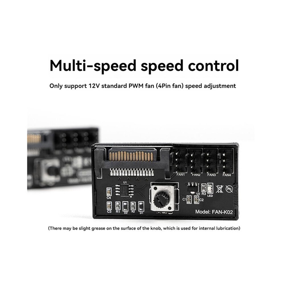 Photos - Computer Cooling 2X PWM Fan Speed Controller High Power Power 4Pin Fan Governor NAS Server Fan Speed Control 4-Way PWM
