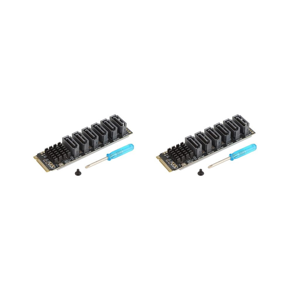 2X M.2 To Sata3.0 Adapter Card, Pcb 6Gbps High Speed Asm1166 M.2 Pcie To Expansion Card Support 6 Devices 4713648925951