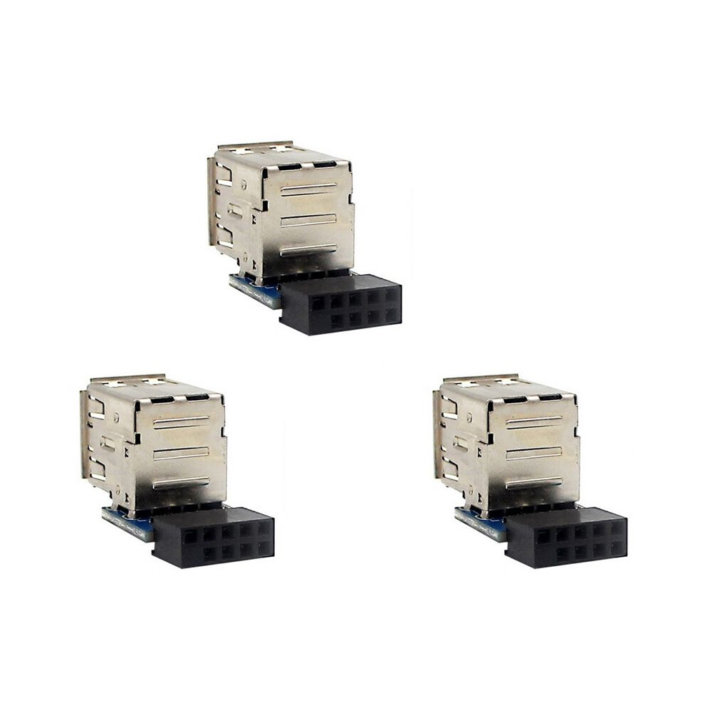 3Pcs 9-Pin Motherboard To Dual Usb 2.0 Connector Black Motherboard To 2 Usb 2.0 A Female Internal Header Adapter 4712706872091