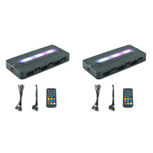 2X 5V/3Pin ARGB 4Pin Fan PWM HUB 1To6 Muziekritme Temperatuurregelaar Aura Sync Koelventilator Afstandsbediening Chassis Hub