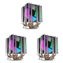 3X Cpu Air Cooler 6 Heat Pipes Twin-Tower Kylfläns med 90 mm Rainbow Led-Fläktar för  775/1150/1155/1156/1366