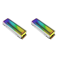 2X M.2 ARGB Radiator Komputerowy 2280 SSD M2 Radiator PC RGB M.2 Nvme Cooler Radiator Niekończący Się Efekt Otchłani, Srebrny